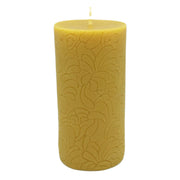 Beeswax Candles: Textured Pillars, Etched Flower Large